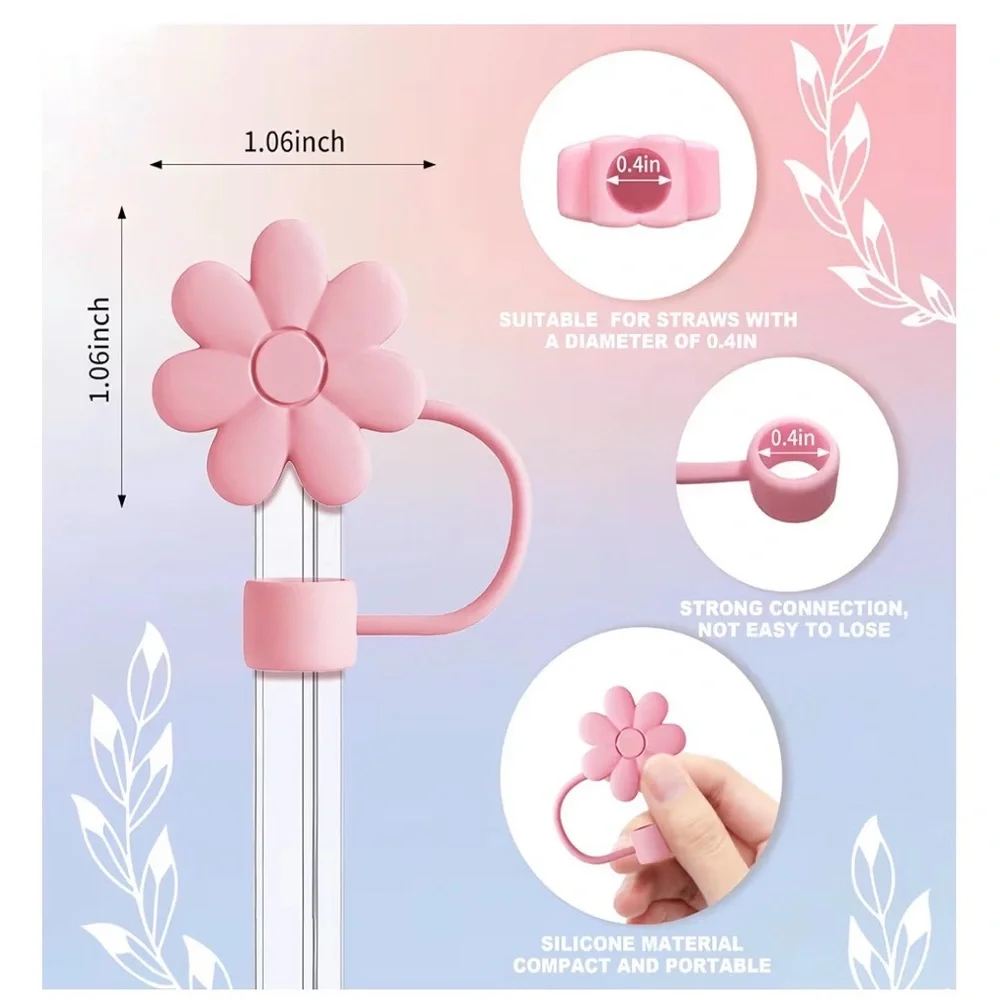 Kids Pink Travel Tumbler with Flower Straw Cap & Heart Charm - Picture 2 of 3